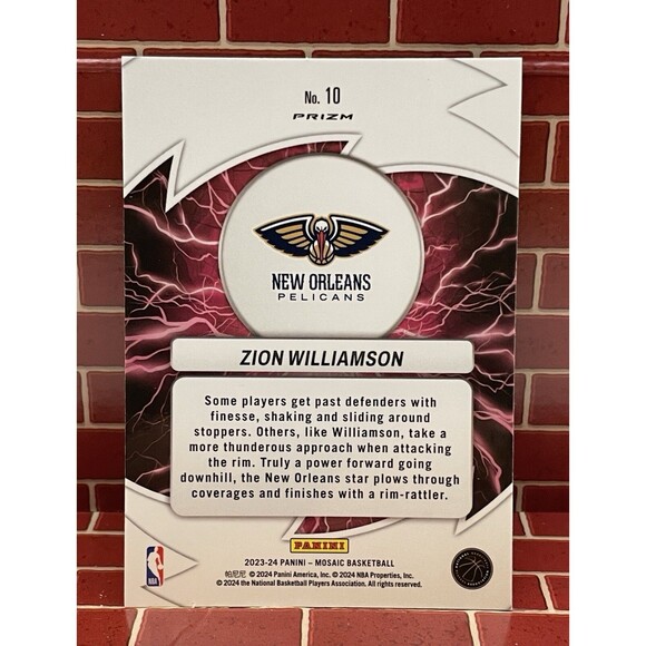 Zion Williamson #10 2023-24 Panini Mosaic Thunder Road Green Mosaic Prizm - Picture 2 of 2